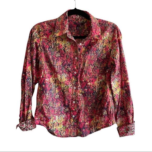 LIBERTY ART FABRICS Cotton Floral Print Button Down Shirt Blouse S - Picture 1 of 9